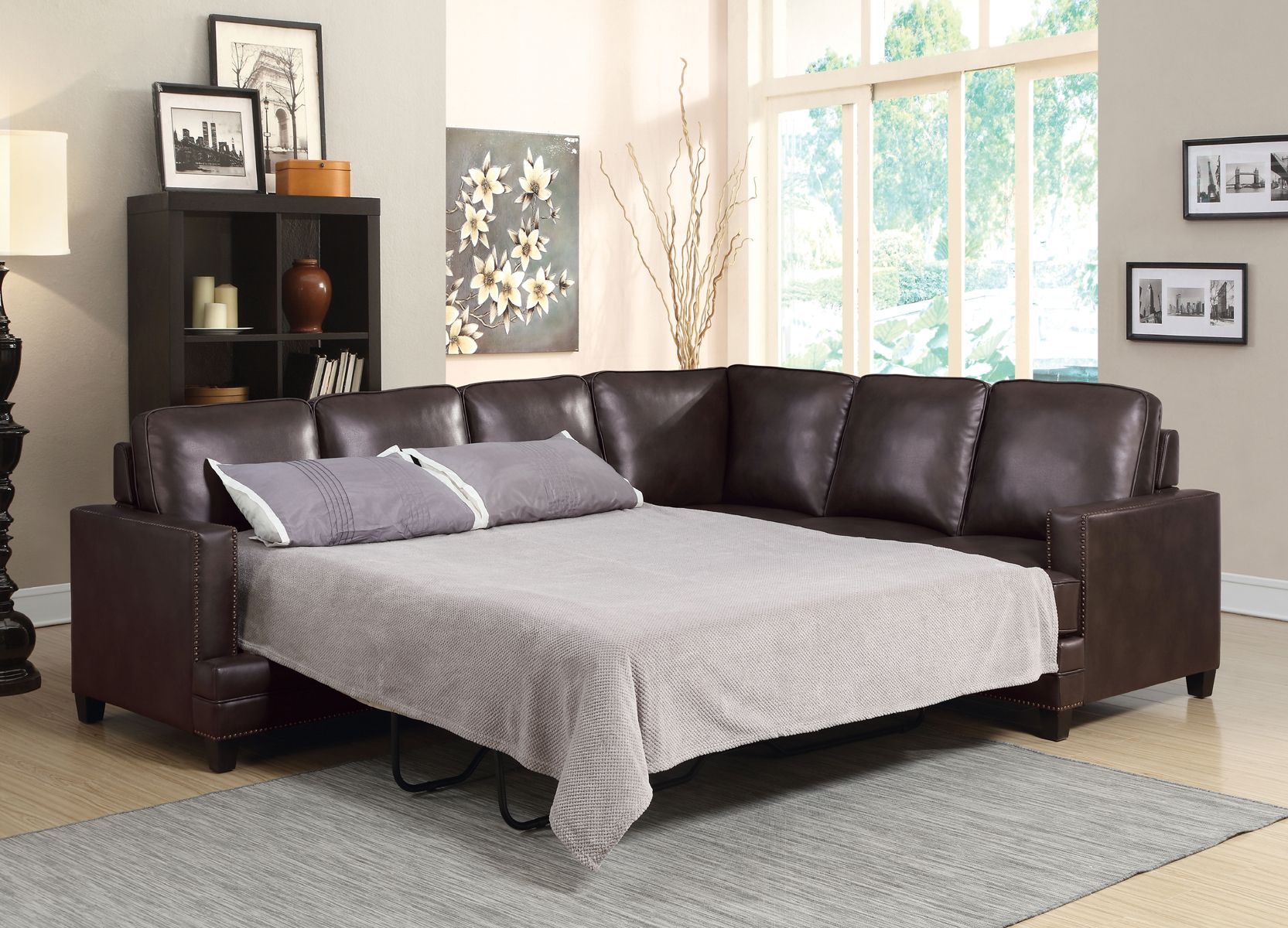contemporary leather sectional sleeper sofa