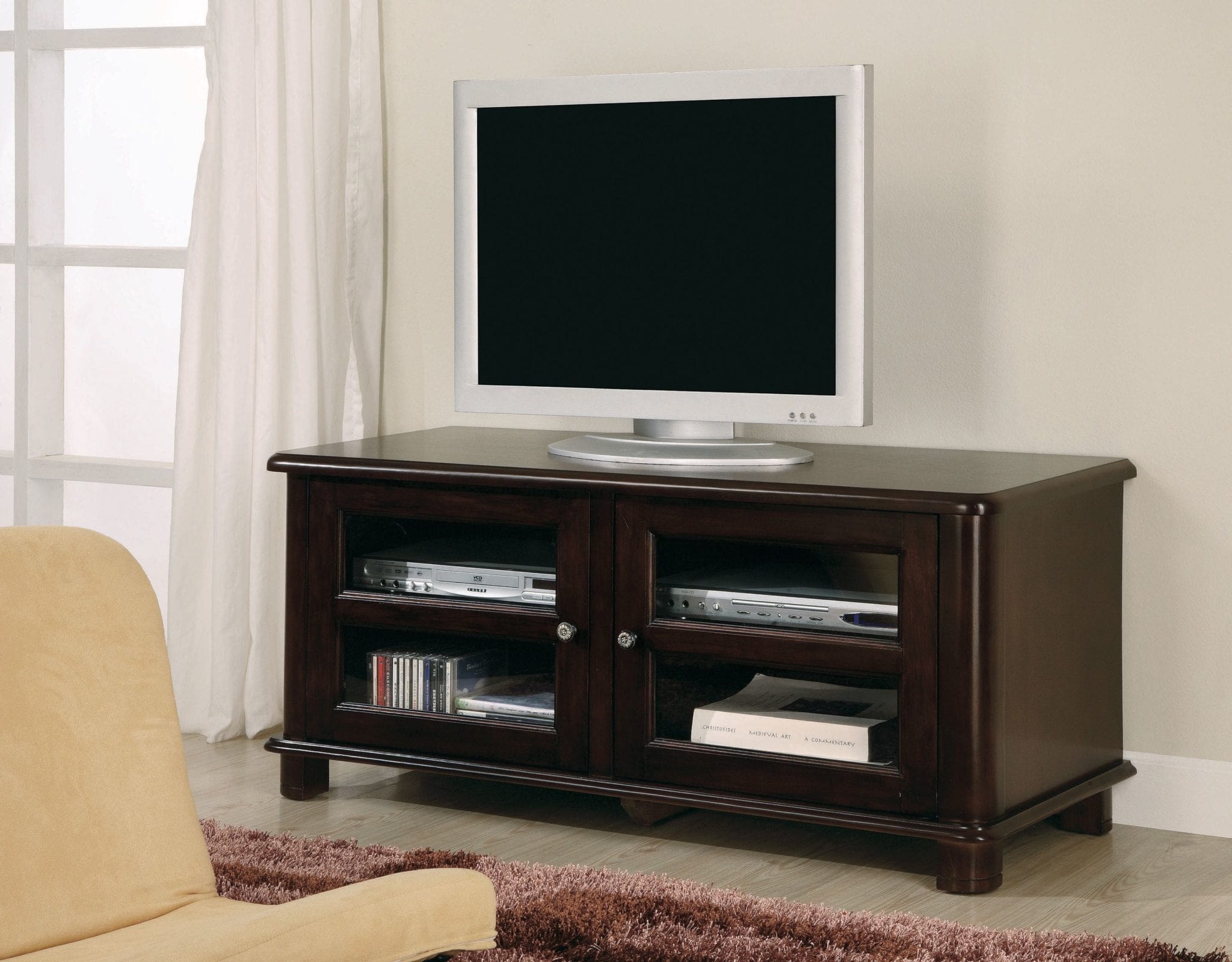 700610 Cherry Media TV Console with Doors and Shelves Luchy Amor