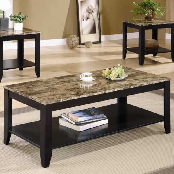 700155 3 Piece Marble Look Top Coffee Table Set - Luchy Amor Furniture