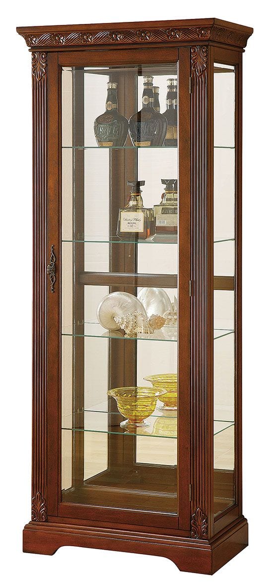 90062 Cherry Curio Cabinet with Side Frame - Luchy Amor Furniture