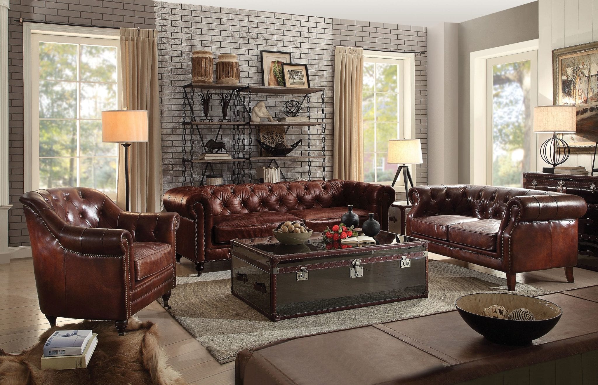 designer vintage leather sofa on frame