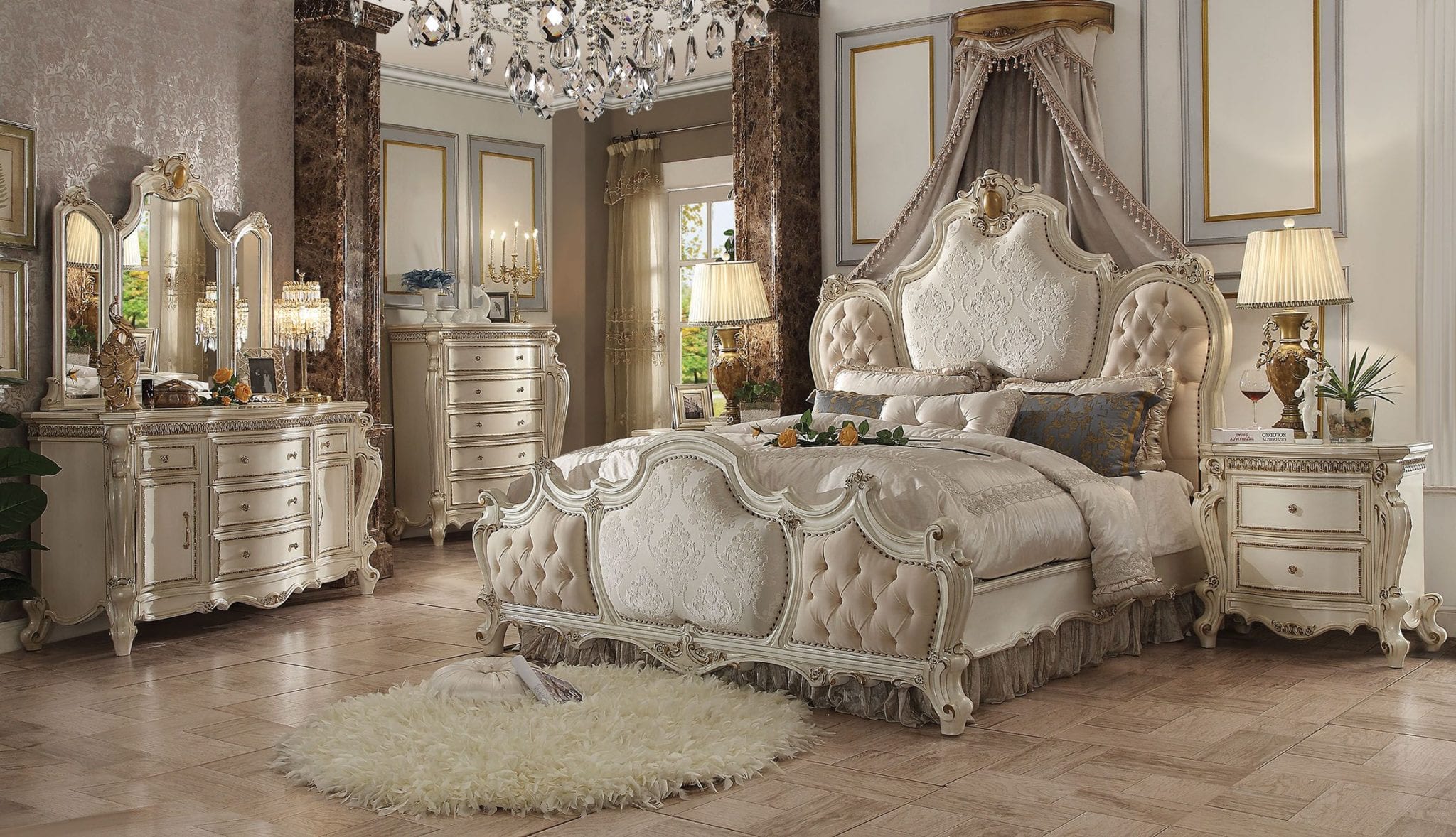 cream ornate bedroom furniture