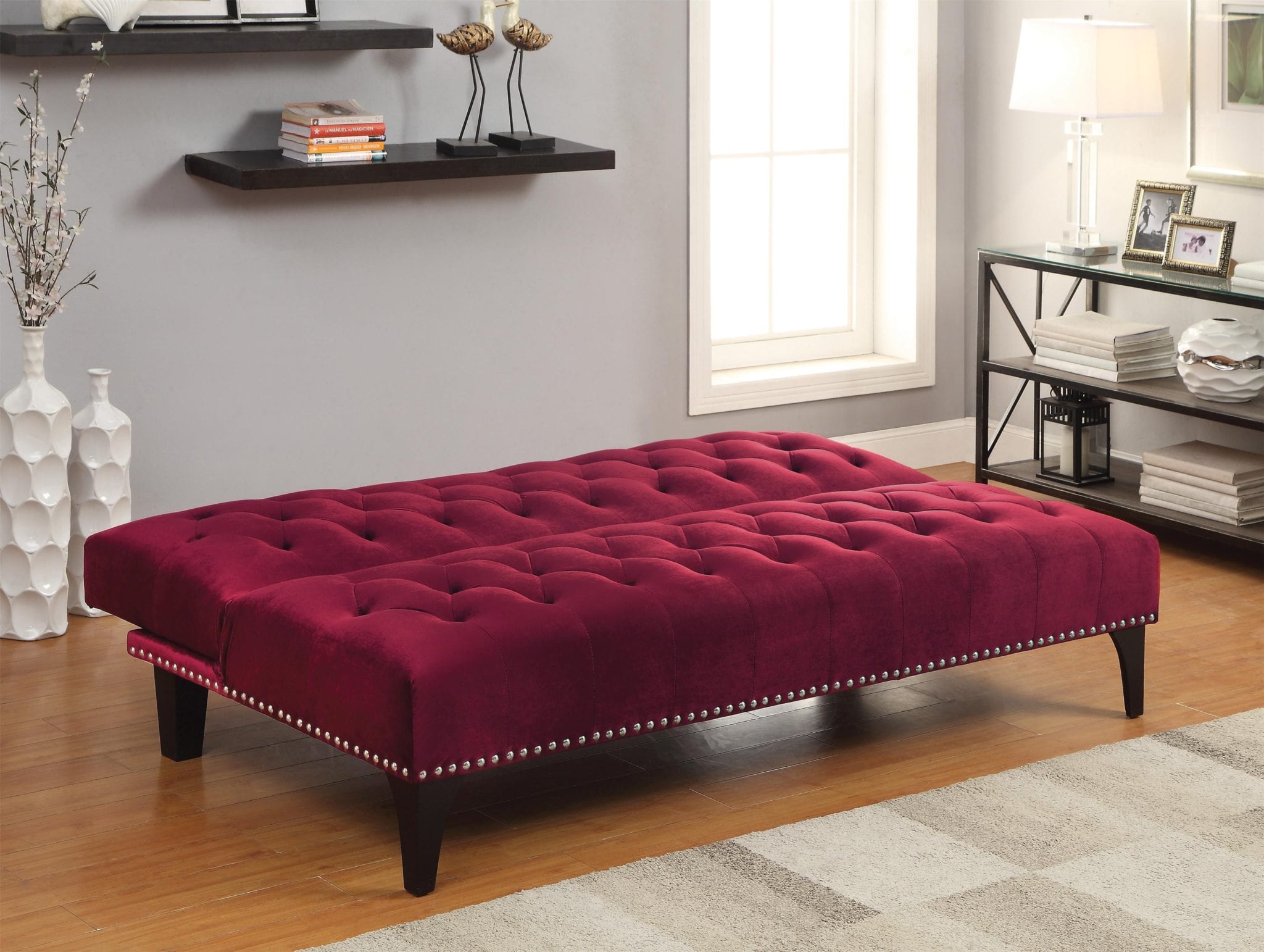 burgundy futon sofa bed