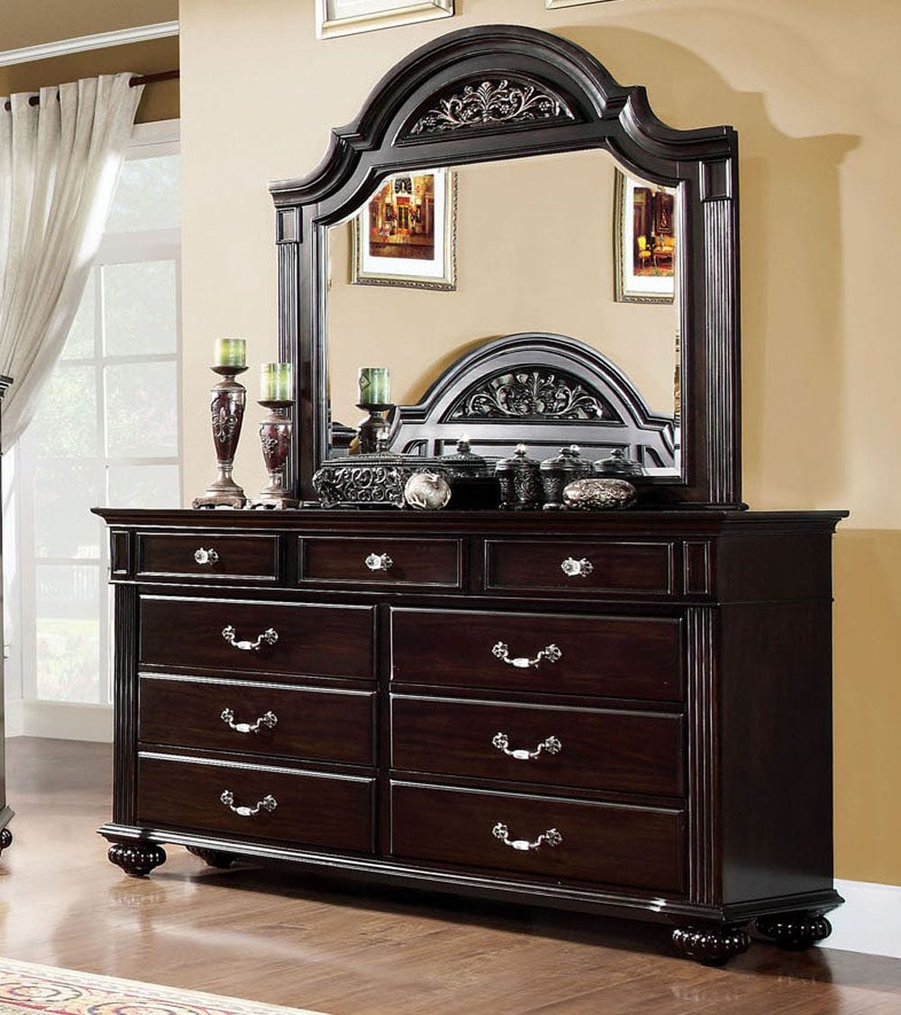 Cm7129d Cm7129m Transitional Dark Walnut Dresser Mirror Set