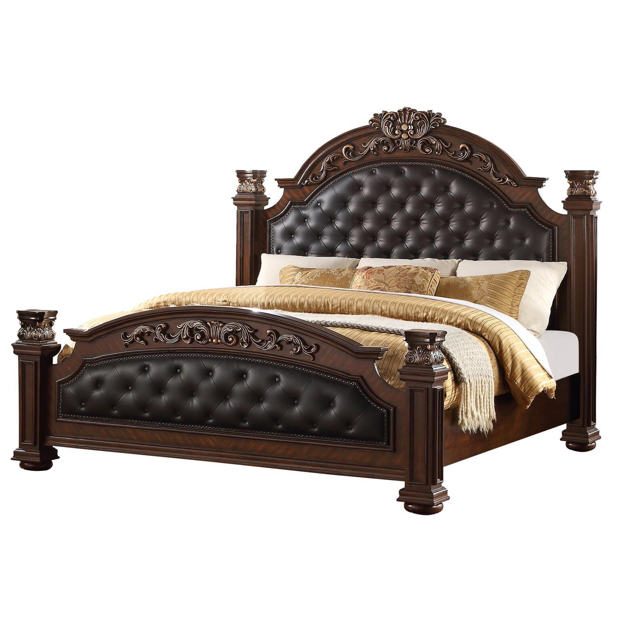 Aspen Traditional Style King Bed In Cherry Finish Luchy Amor Furniture