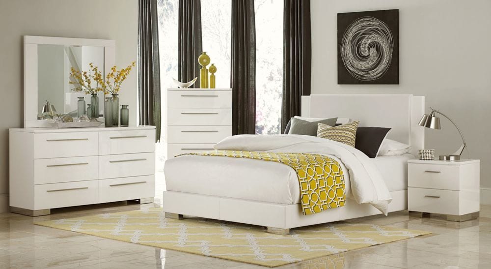 white lacquer luxe bedroom furniture