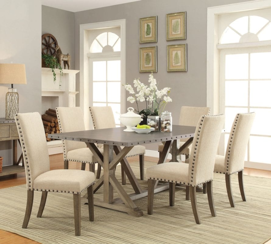 105571 7 Piece Nailhead Trim Dining Table Chair Set - Luchy Amor Furniture