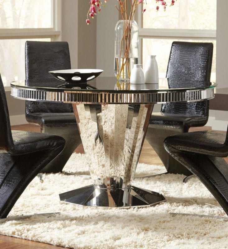 105061 Barzini Stainless Steel Round Dining Table - Luchy Amor Furniture