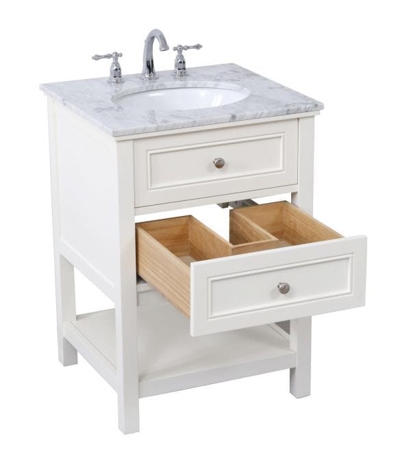 24 In Single Bathroom Vanity Set In White Luchy Amor Furniture 3332