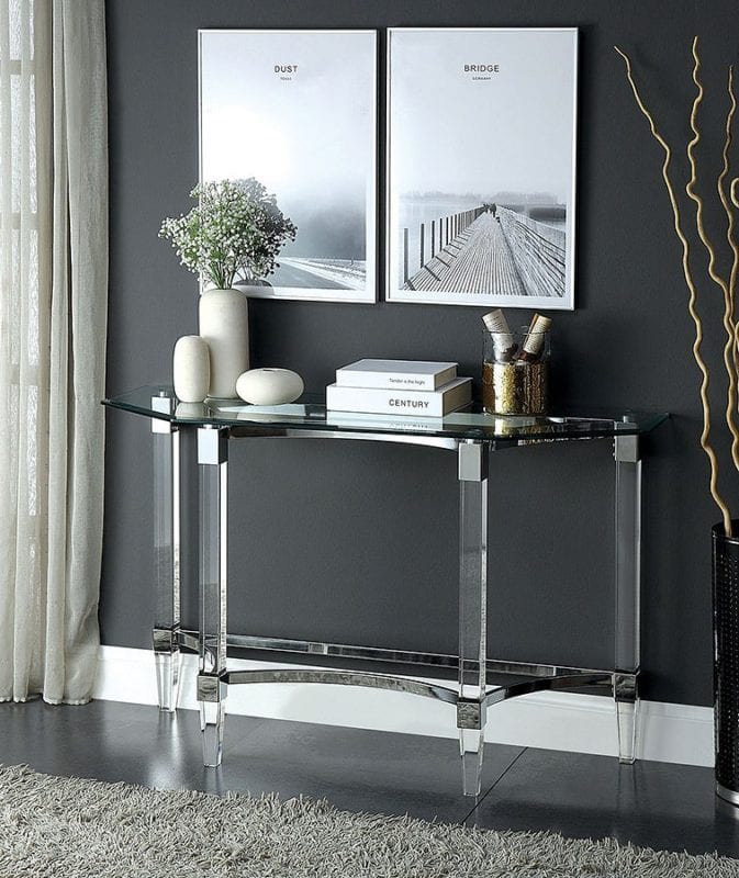 CM4164S GLASS METAL SOFA TABLE - Luchy Amor Furniture